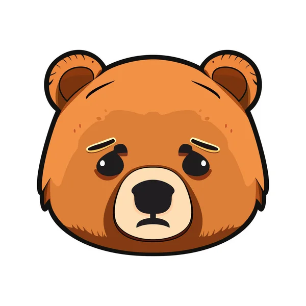 Design Loga Medvědí Hlavou Abstraktní Medvědí Tvář Izolovaná Smutný Medvědí — Stockový vektor