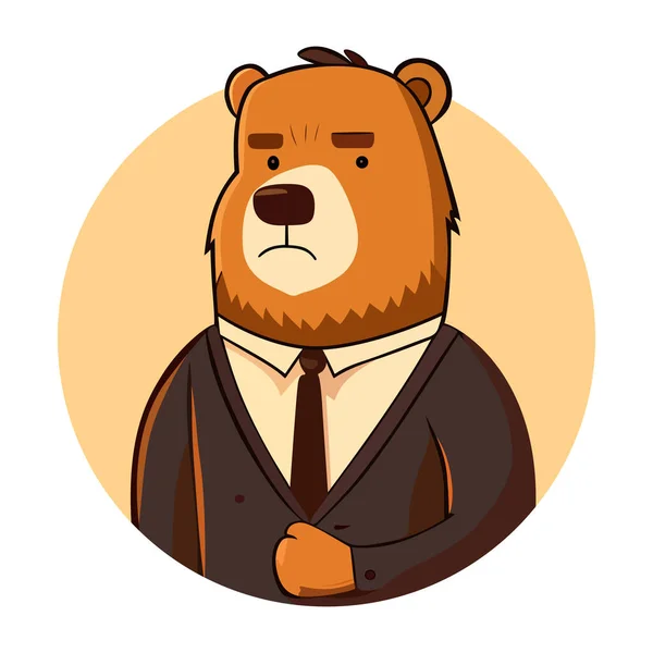 Medve Avatár Absztrakt Medve Profil Elkülönítve Viselkedj Üzleti Ruhában Vektorillusztráció — Stock Vector