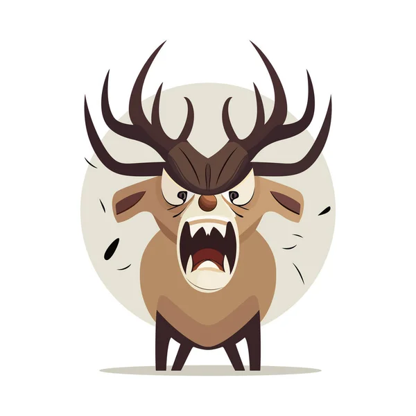 Deer Logo Design Cute Angry Bear Isolated Image Deer Antlers — Stock Vector