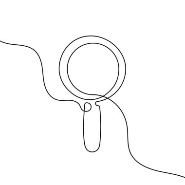 Devamlı çizim tarzında Loupe. Büyüteç çizgisi sanatı. Vektör çizimi. Soyut arkaplan