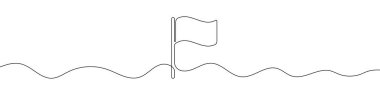 Devamlı çizgi çizme tarzında bayrak simgesi. Bayrak ikonu çizgisi. Vektör çizimi. Soyut arkaplan