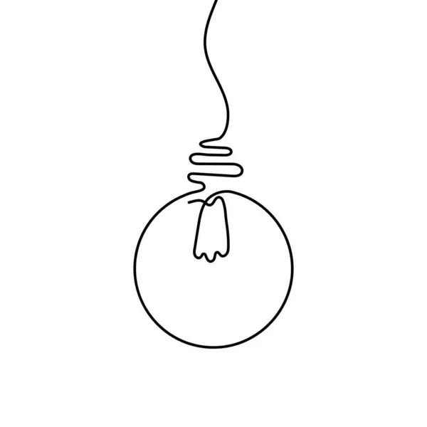 連続線画スタイルで電球のサイン ランプアイコンのラインアート ベクトルイラスト 要旨の背景 — ストックベクタ