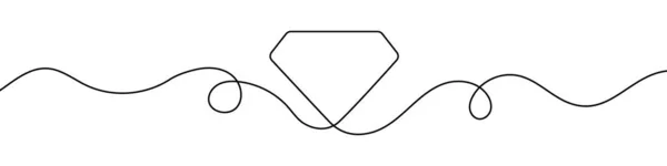 Simbolo Diamante Linea Continua Disegnando Stile Linea Arte Della Gemma — Vettoriale Stock