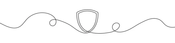 Escudo Linha Contínua Estilo Desenho Arte Linha Escudo Ilustração Vetorial —  Vetores de Stock