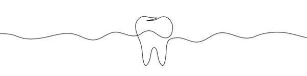 連続線画スタイルで歯のアイコン 歯のアイコンのラインアート ベクトルイラスト 要旨の背景 — ストックベクタ