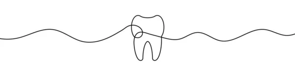 Zahn Symbol Stil Der Kontinuierlichen Linienzeichnung Zeilenkunst Des Zahnsymbols Vektorillustration — Stockvektor