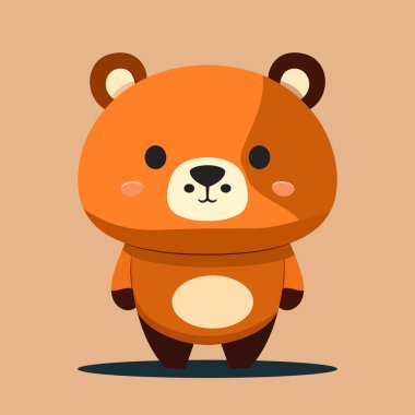 Ayı logosu tasarımı. Üzgün ayı çizgi filmi izole edildi. Düz stil bir ayı resmi. Vektör illüstrasyonu