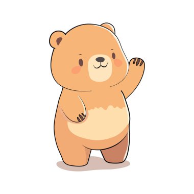 Ayı logosu tasarımı. Mutlu ayı çizgi filmi izole edildi. Düz stil bir ayı resmi. Vektör illüstrasyonu