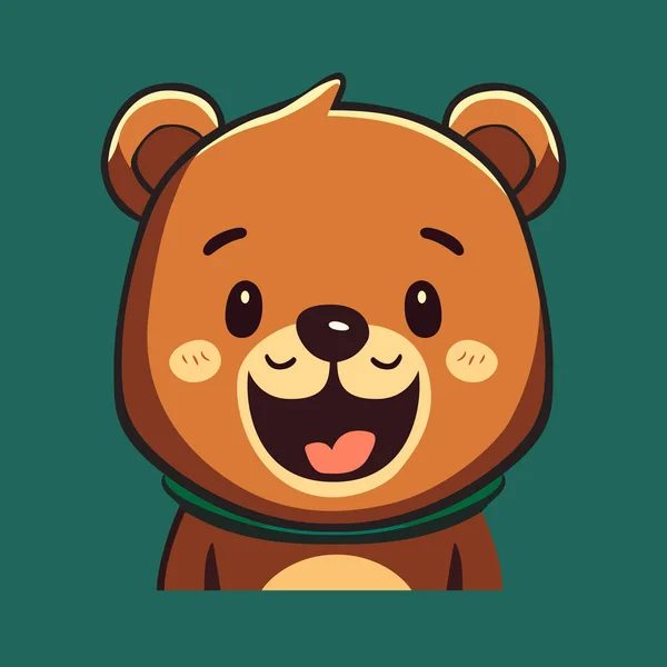 Projekt Logo Niedźwiedzia Kreskówkowy Szczęśliwy Niedźwiedź Odizolowany Obraz Niedźwiedzia Płaskim — Wektor stockowy