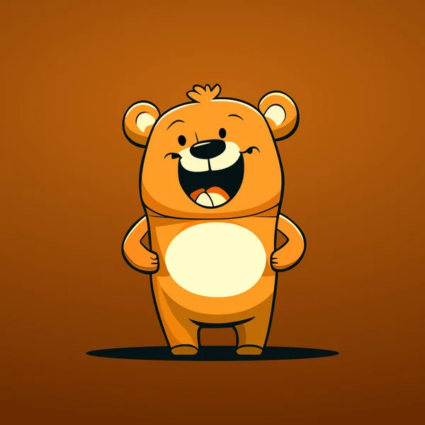 熊のロゴデザイン 漫画幸せなクマ隔離された フラットスタイルでクマのイメージ ベクターイラスト — ストックベクタ