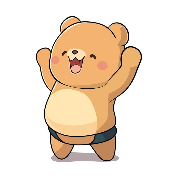 Bear Logo Design Cartoon Happy Bear Isolated Image Bear Flat — Stock Vector