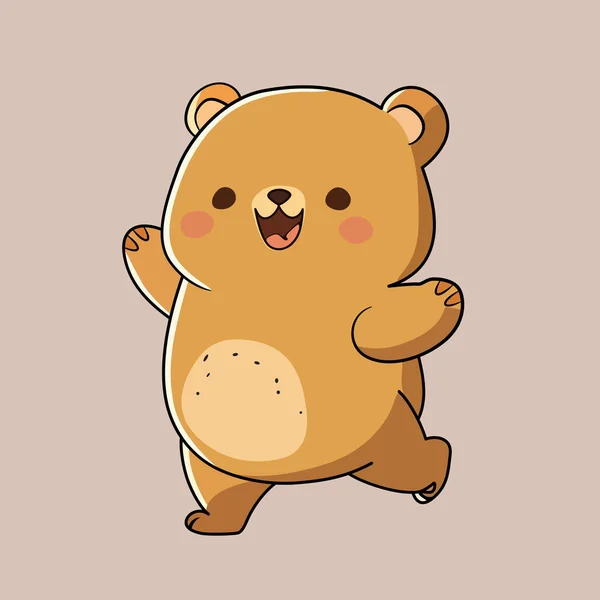 Projekt Logo Niedźwiedzia Kreskówkowy Szczęśliwy Niedźwiedź Odizolowany Obraz Niedźwiedzia Płaskim — Wektor stockowy