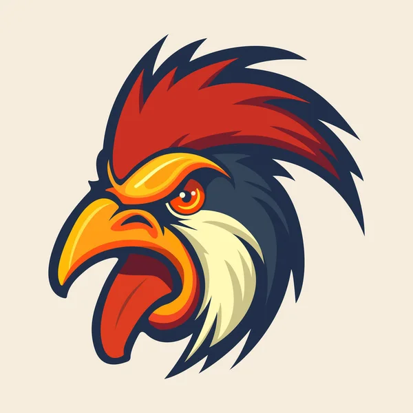 酉ロゴデザイン かわいい鶏の頭 フラットスタイルの鶏のイメージ ベクターイラスト — ストックベクタ