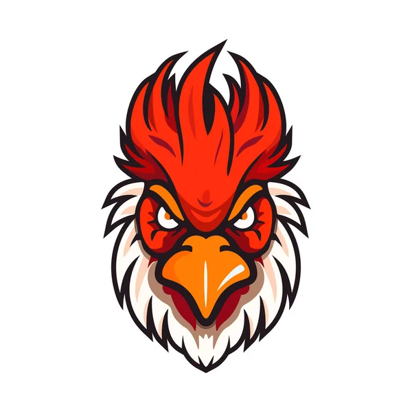 Logo Design Des Hahns Niedlicher Hahnenkopf Bild Eines Hahns Flachen — Stockvektor