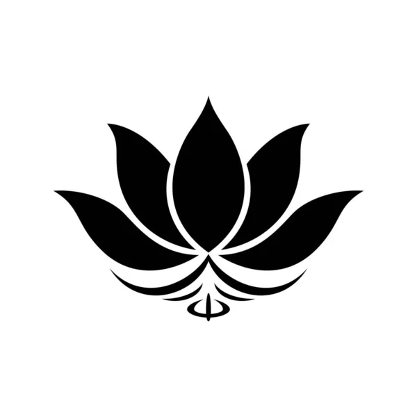 Lótusz Virág Ikon Lótuszvirág Fekete Lótusz Ikon Fehér Háttérrel Lótusznövény — Stock Vector