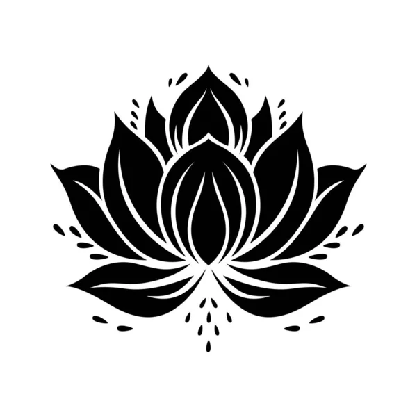 Lotusblüten Symbol Lotusblüte Schwarzes Lotussymbol Auf Weißem Hintergrund Lotuspflanze Vektorillustration — Stockvektor
