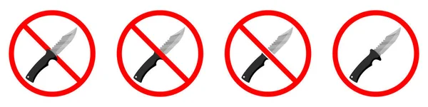 Knife Ban Sign Knife Sign Prohibition Signs Set Dangerous Weapon — Vetor de Stock