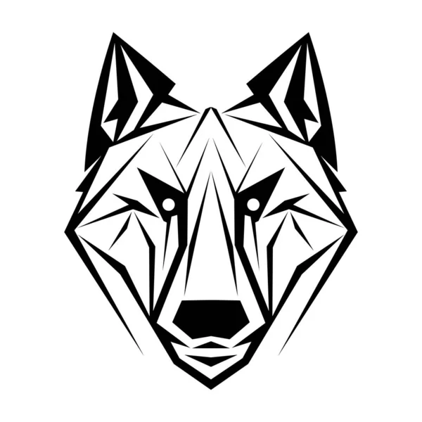 Σχεδιασμός Λογότυπου Wolf Αφηρημένο Μαύρο Κεφάλι Λύκου Πολυγώνου Ήρεμη Φάτσα — Διανυσματικό Αρχείο