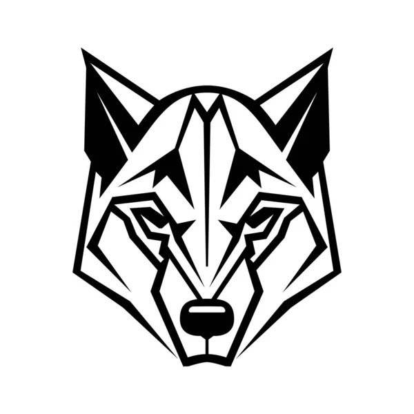 オオカミのロゴデザイン 要旨黒多角形のオオカミ頭 穏やかな狼の顔 ベクターイラスト — ストックベクタ