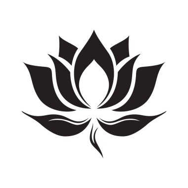 Lotus çiçeği ikonu. Lotus çiçeği. Beyaz arka planda siyah nilüfer ikonu. Lotus bitkisi. Vektör illüstrasyonu