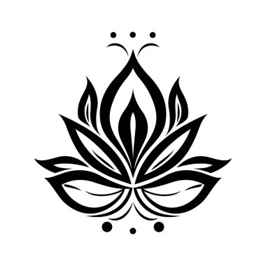 Lotus çiçeği ikonu. Lotus çiçeği. Beyaz arka planda siyah nilüfer ikonu. Lotus bitkisi. Vektör illüstrasyonu