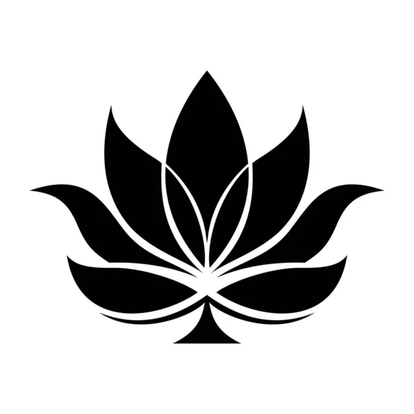 Lótusz Virág Ikon Lótuszvirág Fekete Lótusz Ikon Fehér Háttérrel Lótusznövény — Stock Vector