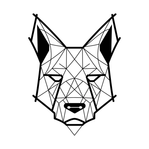 Hondenlogo Ontwerp Abstracte Zwarte Geometrische Hondenkop Hondengezicht Tekening Vectorillustratie — Stockvector