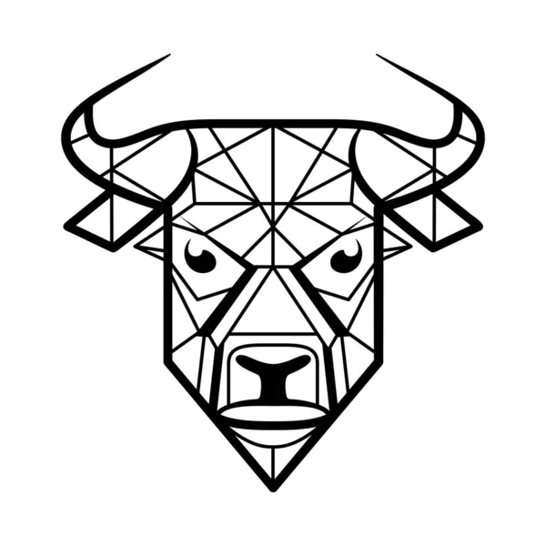 Diseño Del Logo Bull Cabeza Toro Geométrica Negra Abstracta Dibujo — Vector de stock