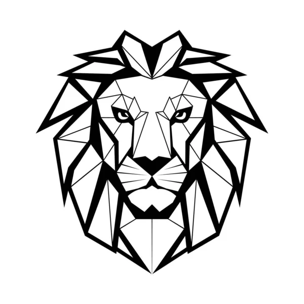 Logo Lion Design Tête Lion Géométrique Noire Abstraite Dessin Visage — Image vectorielle