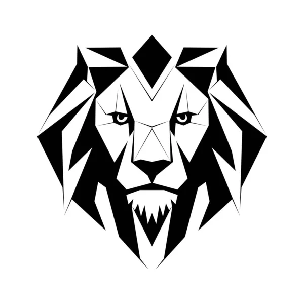 Logodesign Der Löwen Abstrakter Schwarzer Geometrischer Löwenkopf Löwen Gesichtszeichnung Vektorillustration — Stockvektor
