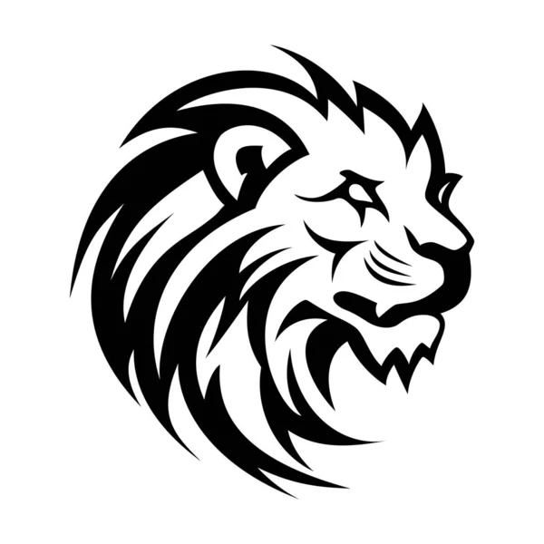 Logodesign Der Löwen Abstrakter Schwarzer Geometrischer Löwenkopf Löwen Gesichtszeichnung Vektorillustration — Stockvektor