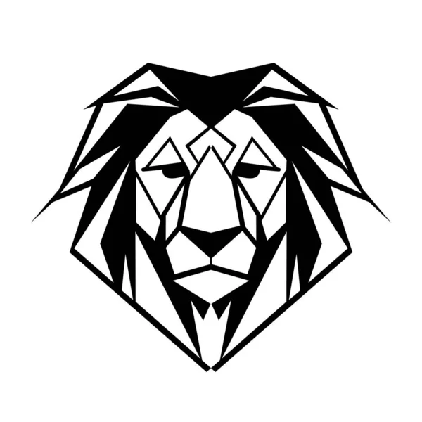 Design Logotipo Leão Cabeça Leão Geométrica Preta Abstrata Desenho Facial — Vetor de Stock