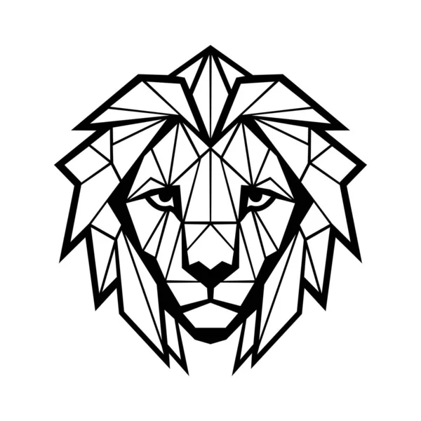 Design Logotipo Leão Cabeça Leão Geométrica Preta Abstrata Desenho Facial — Vetor de Stock