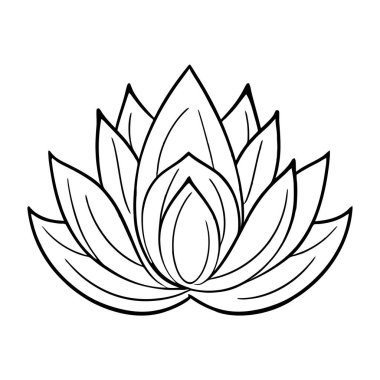 Nilüfer çiçeği simgesi beyaz arkaplanda izole edilmiş. Lotus çiçeği siyah ikonu. Lotus bitkisi. Vektör illüstrasyonu