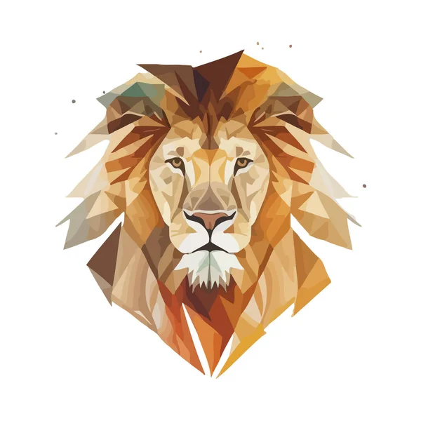 Lion Logo Design Abstract Colorful Polygon Lion Head Calm Lion — Stock Vector