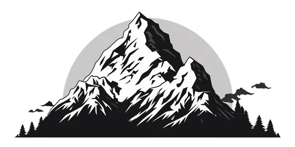 Mountain Image Hand Drawn Rocky Peaks Flat Style Vector Illustration — Stock Vector