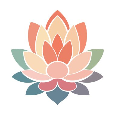 Nilüfer çiçeği simgesi beyaz arkaplanda izole edilmiş. Lotus çiçeği şirin ikonu. Lotus bitkisi. Vektör illüstrasyonu