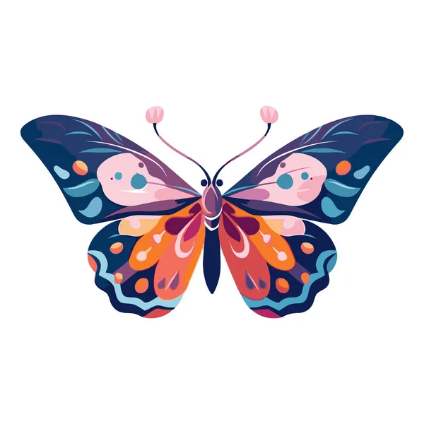 Roztomilý Motýl Motýl Kreslí Bílém Pozadí Ručně Tažený Motýl Vektorová — Stockový vektor