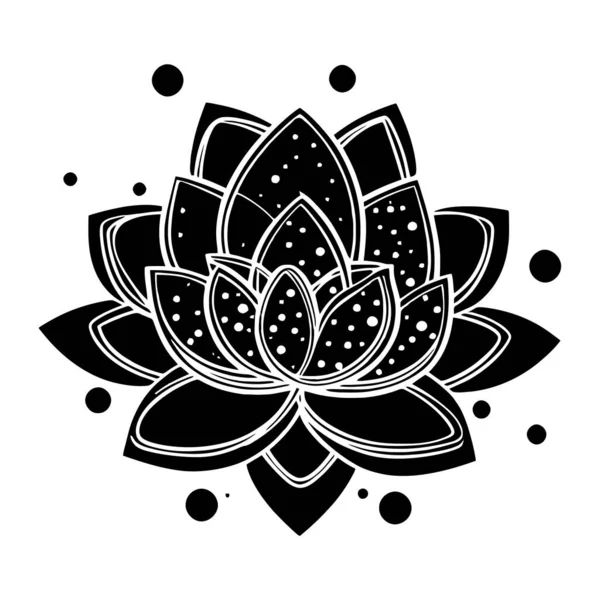 Ikona Kwiatu Lotosu Odizolowana Białym Tle Czarna Ikona Kwiatu Lotosu — Wektor stockowy