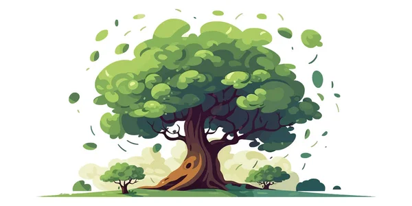 Karikaturengrüner Baum Baum Isoliert Auf Weißem Hintergrund Grüner Baum Für — Stockvektor