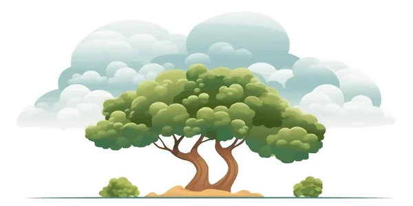 Karikaturengrüner Baum Baum Isoliert Auf Weißem Hintergrund Grüner Baum Für — Stockvektor