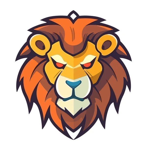 Logo Tête Lion Design Tête Lion Colorée Abstraite Visage Diabolique — Image vectorielle