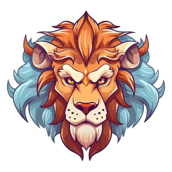 Logodesign Löwenkopf Abstrakter Bunter Löwenkopf Böses Gesicht Eines Löwen Vektorillustration — Stockvektor
