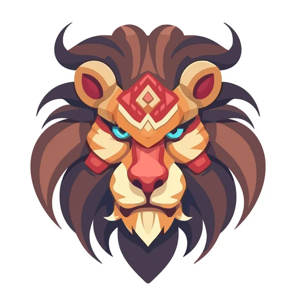 狮头标志的设计 摘要多彩的狮头 狮子的邪恶的脸矢量说明 — 图库矢量图片