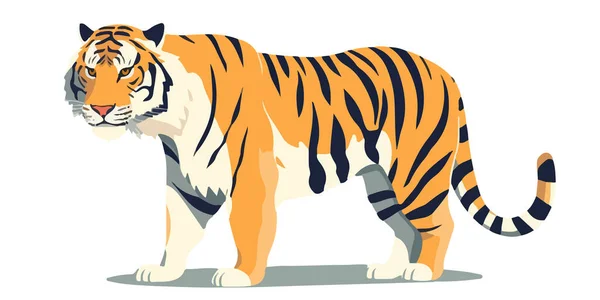 Lindo Tigre Aislado Hermosa Imagen Tigre Tigre Estilo Plano Ilustración — Archivo Imágenes Vectoriales