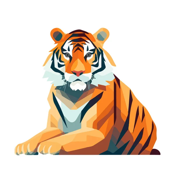Χαριτωμένη Τίγρη Απομονωμένη Όμορφη Εικόνα Τίγρης Τίγρης Επίπεδο Στυλ Εικονογράφηση — Διανυσματικό Αρχείο