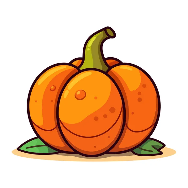 Cute Orange Pumpkin Pumpkin Isolated Icon Pumpkin Sign Flat Style — Stock Vector