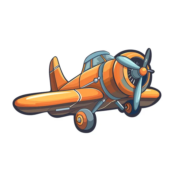 漫画の飛行機のステッカー かわいい飛行機は孤立した ベクターイラスト — ストックベクタ