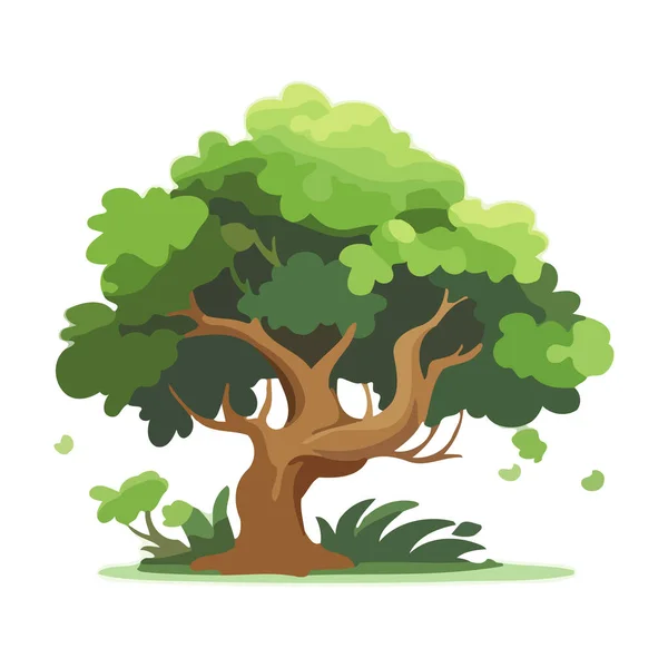Tecknad Grönt Träd Träd Isolerad Vit Bakgrund Grönt Träd För — Stock vektor