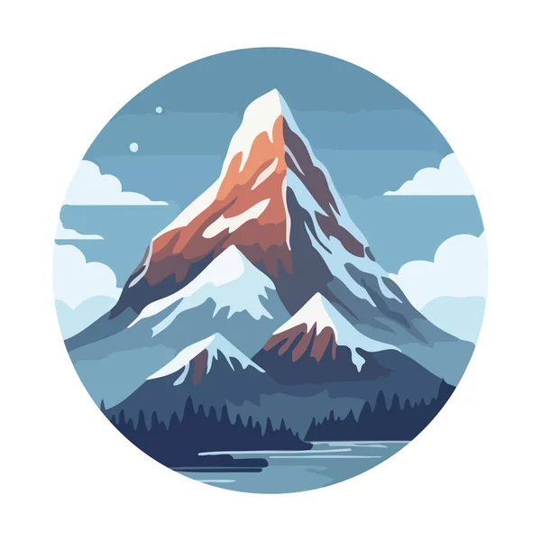 Ορεινή Εικόνα Χαριτωμένες Βραχώδεις Κορυφές Επίπεδο Στυλ Ορεινή Εικόνα Εικονογράφηση — Διανυσματικό Αρχείο